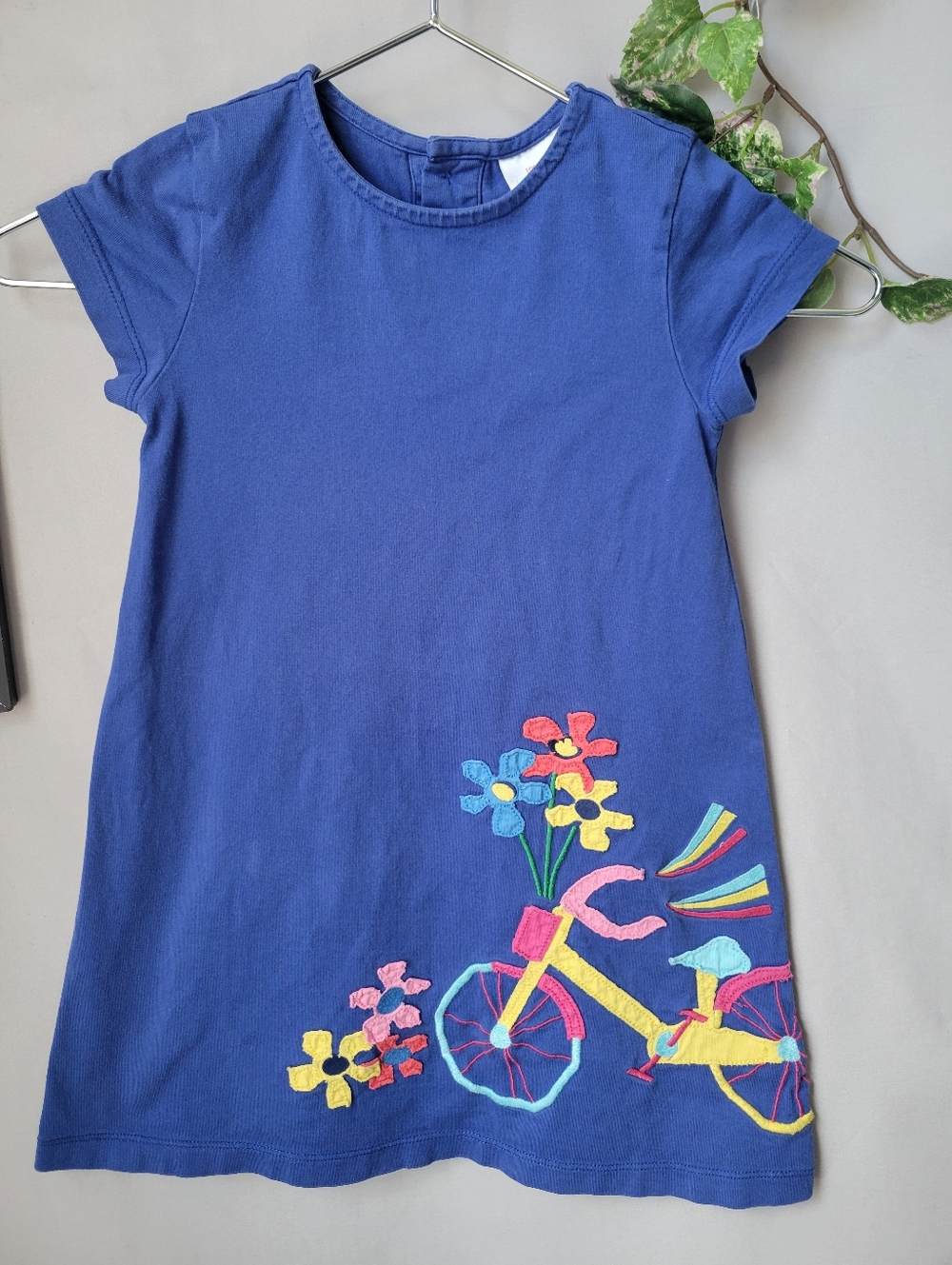 Hanna Andersson Short Sleeve Floral Bike Dress Blue US 4